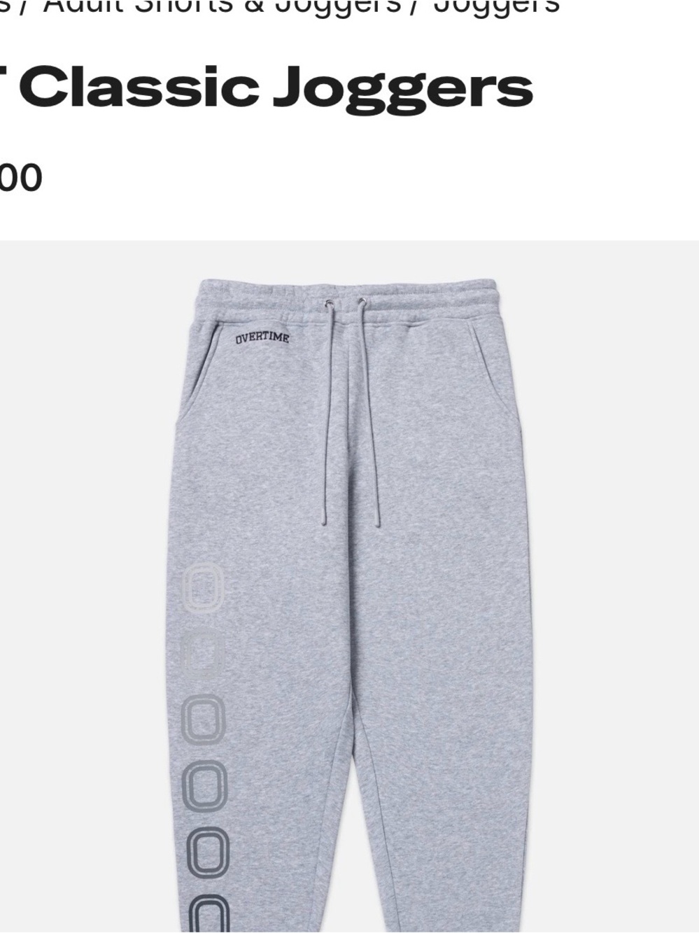 Overtime classic joggers ADULt  size S. NWT